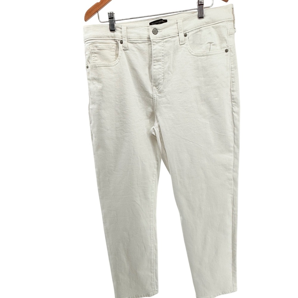 Banana Republic High Rise Slim Jeans Pure White Size 32 14 Washwell Denim